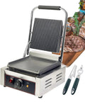 Heavy Duty Commercial Electric Sandwich Press Grill With NonStick Double Sided Plates Stainless Steel Bread Maker Toaster Adjustable Temp 50-300C.