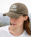 Woman wearing Funny RV Pilot Hat For Women Saying Enjoy The Journeys Camper Road Trip Vacation Cap with Adjustable Strap
