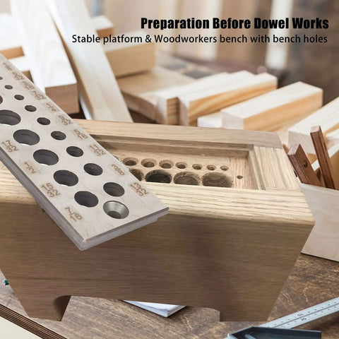 Premium A2 Steel Wood Dowel Plate Maker Made Of High Speed Steel for precise joint alignment on hardwood projects.