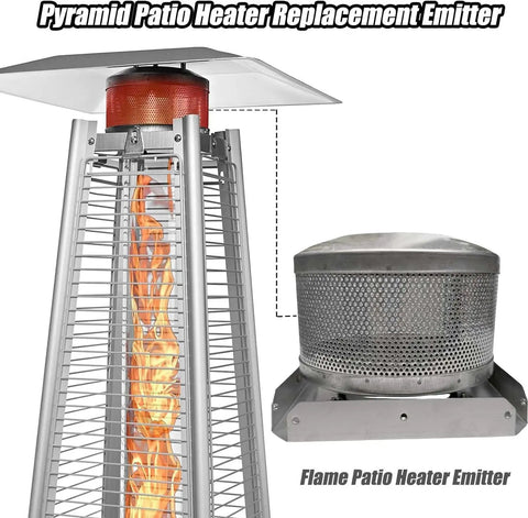 Emitter Screen And Base Replacement Kit For Pyramid Patio Heaters shown with top burner screen and base with three holes