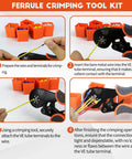 Crimping process using 2200 Piece Hexagonal Ferrule Crimping Tool Kit With Self Adjusting Wire Ferrule Crimper for electrical connectors