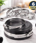 Six Pack 2 Inch Stainless Steel Worm Gear Hose Clamps For PVC Pipe Caps Fits 2.25 To 2.6 Inches Rustproof Reusable Repair Parts
