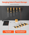 12 Piece Screwdriver Set With Magnetic Tips And Crv Steel Build stored in pouch and hanging storage on pegboard.
