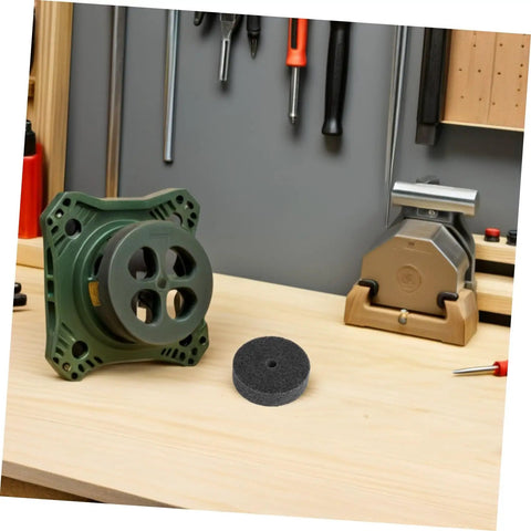 Get Your Business Rolling With This Awesome 6-Pack Of Nylon Buffing Wheel Discs Designed For Metal on workshop table.