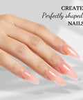 Hand with glossy nails using 8 In 1 Nail Builder Gel For Home Manicures 15ML HEMA Free Cruelty Free Vegan Base Gel Strengthener