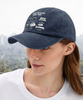 Funny Things I Do In Spare Time RV Camper Hat For Men Navy Washed Distressed Chill Outdoor Cap For Travel Camping Hiking And Everyday Style Gift For Adventure Seekers And Casual Dresser Fans worn by woman