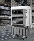 Portable Swamp Air Cooler With Three Fan Speeds And Wide Angle Oscillation Keeps You Seriously Chill All Summer with smooth gliding casters.