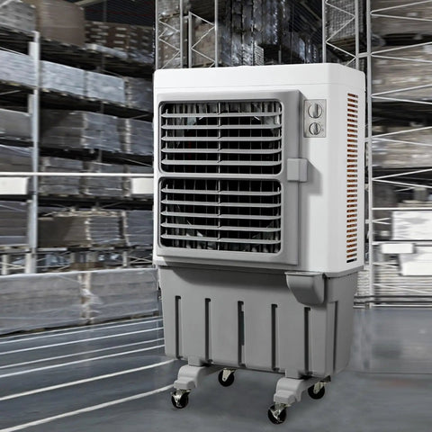 Portable Swamp Air Cooler With Three Fan Speeds And Wide Angle Oscillation Keeps You Seriously Chill All Summer with smooth gliding casters.
