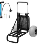 Beach Cart With Balloon Wheels And Large Deck For Sand Heavy Duty Load Up To 165 Pounds Adjustable Height From 27 To 44.7 Inches