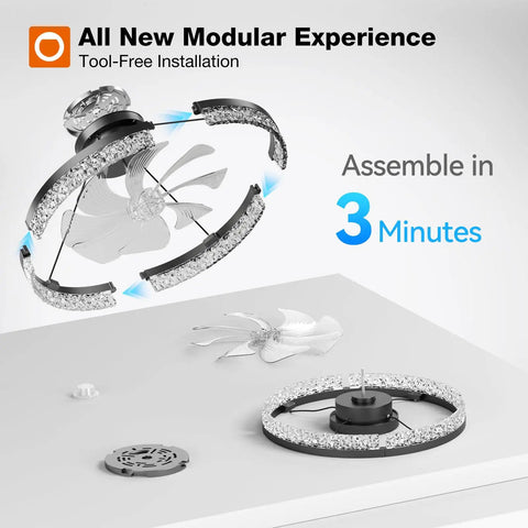 Versatile 20 Inch Low Profile Ceiling Fan With Smooth Dimmable Light And No Sweat Smart Remote Control Knockout Fandelier parts for tool-free assembly.