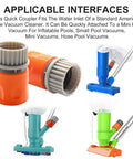 Orange pool vacuum quick-coupler with gray threaded collar for inground pool vacuum heads.