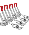 Beefy Heavy Duty Adjustable Toggle Latch Clamp 1320 Lbs Holding Capacity, galvanized steel clamps with red handles, set of five