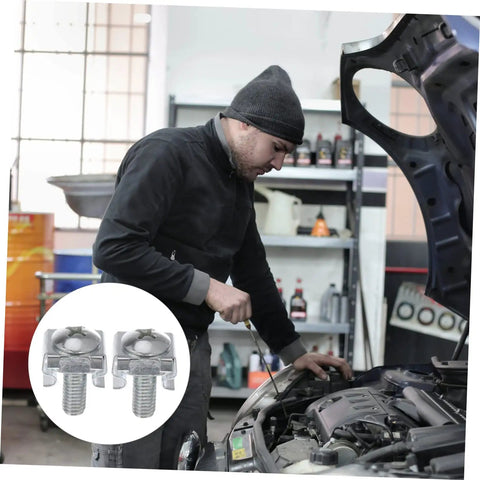 Top Shelf 100 Piece Rack Mount Screws Plus Cage Nuts Forged From Heavy Duty Steel With Zinc Coating To Keep Rust At Bay While You Rack Stack And Run Your Server Gear Like A Pro Without Breaking A Sweat, shown with an auto mechanic working on a car engine.