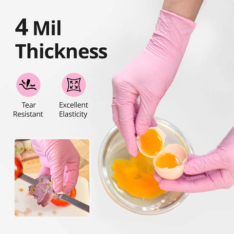 Nitrile Exam Gloves 4 Mil Large Cherry Blossom Food Safe Disposable Latex Free Powder Free For Cleaning Esthetician Hair Dye Tattoo Supplies Box Of 100 with egg handling