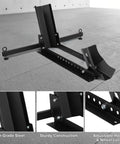 Heavy Duty Motorcycle Front Tire Chock For 15 To 30 Inch Wheels, Adjustable Wheel Stand With 1500 Lbs Capacity, High Grade Steel Trailer Stand For Motorbikes Black on a concrete floor, showing adjustable steel structure and wheel lock mechanism.