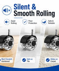2 Inch Heavy Duty Chair Caster Wheels 5 Pack Silent Swivel Replacement Casters Clear Dual Design showing smooth rolling on different floors.