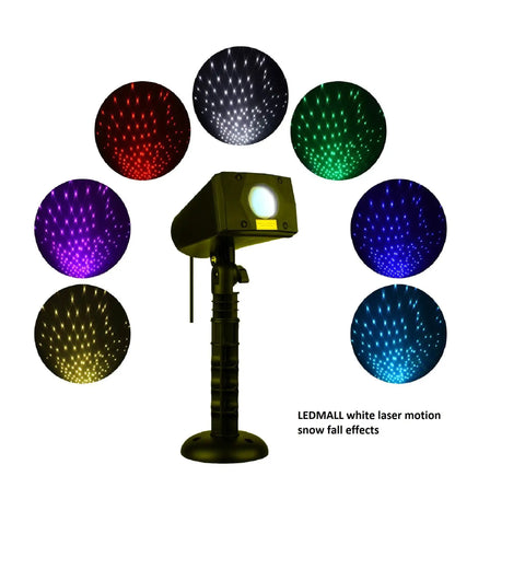 Motion Snow Fall Light Show With White Laser And 7 Color Star Effects Christmas Lights projector with colorful discs