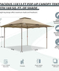 Diagram of One Person Pop Up Canopy Tent With Instant Setup And Auto Extending Eaves 13 By 13 Foot Frame 169 Square Feet Of Shade