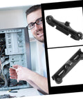 Five Pairs CPU Cooler Backplate Bracket Kit With Plastic Mounting Retention Clips For Motherboard Sockets Spare Parts For Heatsink Installation Backups For DIY Builders And Pros Wide Compatibility black plastic backplate shown with PC case install