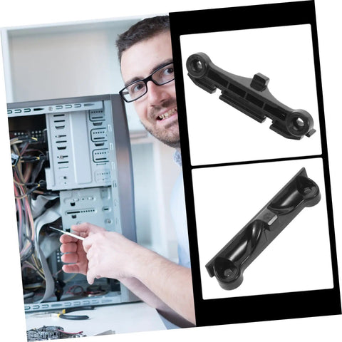 Five Pairs CPU Cooler Backplate Bracket Kit With Plastic Mounting Retention Clips For Motherboard Sockets Spare Parts For Heatsink Installation Backups For DIY Builders And Pros Wide Compatibility black plastic backplate shown with PC case install
