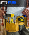 Person wearing tool belt with Extendable Telescoping Magnetic Pick Up Tool With 31 Inch Reach And Extra Strong Magnet for quick access