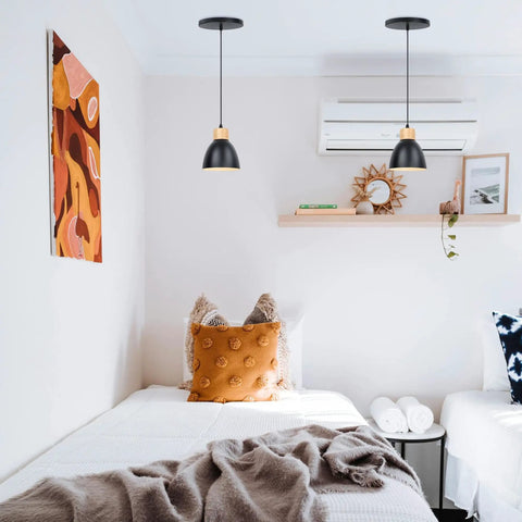 Kiven Instant Light Conversion Kit for 4/5/6inch Hole,Metal Farmhouse Lighting in a cozy bedroom with warm decor.