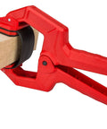 Premium 18 Pack Band Clamps For Edge Clamping Plywood Lamination Cabinet Shelving Steel Bands gripping wood block tightly.