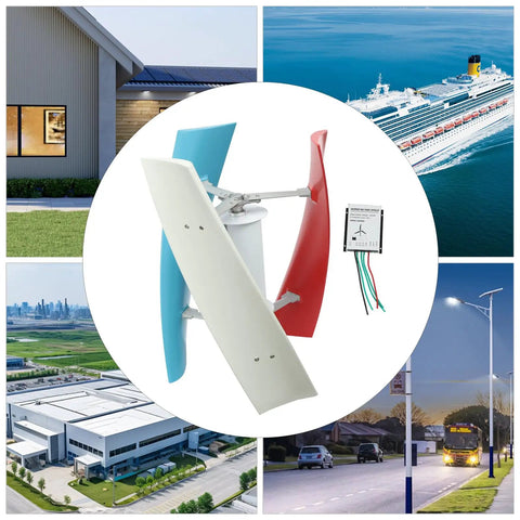 100W Vertical Axis Wind Turbine With Smart Controller And Permanent Magnet Generator Low Noise Helical Windmill in multifaceted settings
