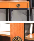 8 Pack 2 Inch Antique Brass Ring Drawer Pulls With Round Plate Base for cabinets and cupboards, shown installed on furniture.