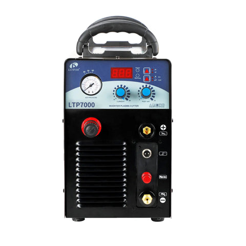 70 Amp Non-Touch Pilot Arc Plasma Cutter For Metalworking - front view with controls and handle.