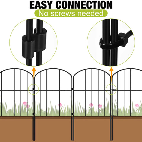No Dig Garden Fence Kit 24 Inch High Arch Border Panels 10.5 Feet Long 10 Panels With S Clips And Zip Ties Metal Wire Border Fence