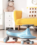 Trendy Swing Ride On Wiggle Car With Glowing Wheels And Easy Twist Steering designed for toddlers age 3 plus in blue color.