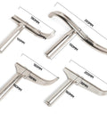Four-piece stainless steel bowl-turning tool rests with 1-inch stems and curved arms for wood lathe bowl turning.