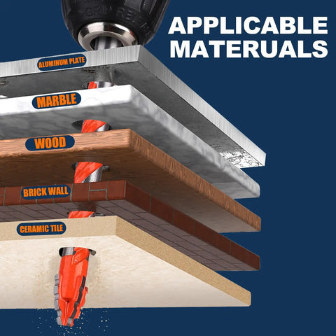 All Purpose Serrated Masonry Drill Bit Set 10 Pc 3/16 To 1/2 Inch Tungsten Carbide Tips drilling through various materials