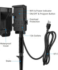WiFi Smart Yard Stake Plug With Six Outlets, Waterproof Power Timer, 6Ft Cord, Voice Control, Remote App, Alexa And Google Assistant Compatible.