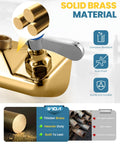 Close-up of Top Shelf Four Inch Center Wall Mount Sink Faucet With Slick Chrome Plating and durable solid brass material.