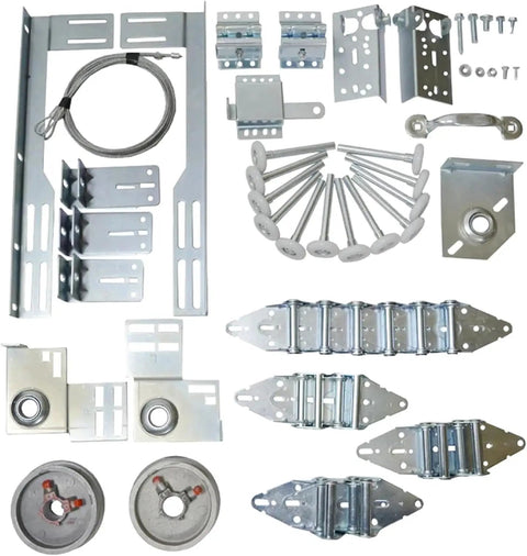 Ultimate All In One Garage Door Hardware Kit For 16 Ft By 7 Ft Overhead Doors Replacement Bundle with silver components