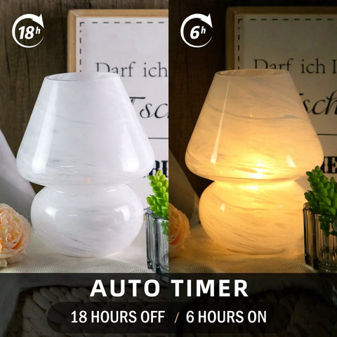 Cordless Mushroom Lamp With Battery Power And Timer, Portable Table Light With Warm White LED Bulb, Vintage Nebula Design
