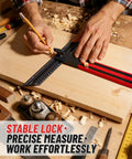 Essential Top Shelf Adjustable Stair Tread Template Tool For Dead Simple Carpentry Layouts And Precision Woodworking Projects With Sturdy Locking Slide Rails on wooden surface.