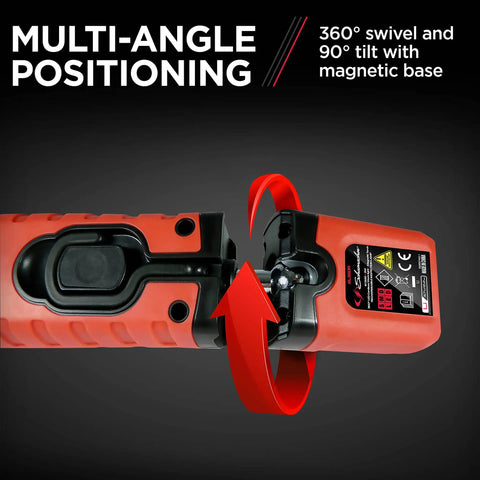 Cordless 400 Lumen LED Work Light Torch Portable With 360 Degree Swivel 90 Degree Tilt Magnetic Mounts Rechargeable Battery SL360RU
