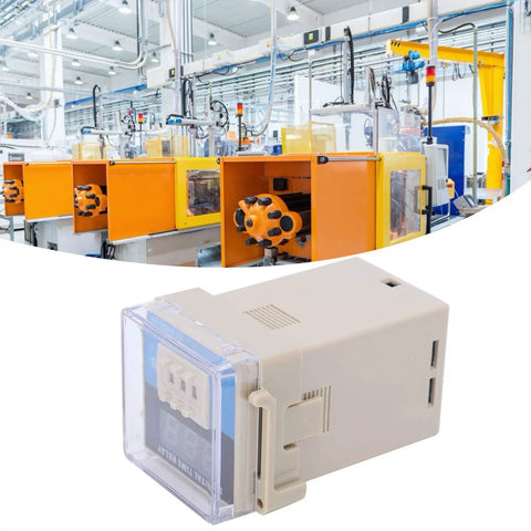 3D LED Digital Time Relay For AC220V Industrial Automation, Adjustable Timing And Cycle Delay Control Unit, Digital Setting Interface, Pro Grade Delay Module For Machinery And Equipment, beige plastic panel-mount