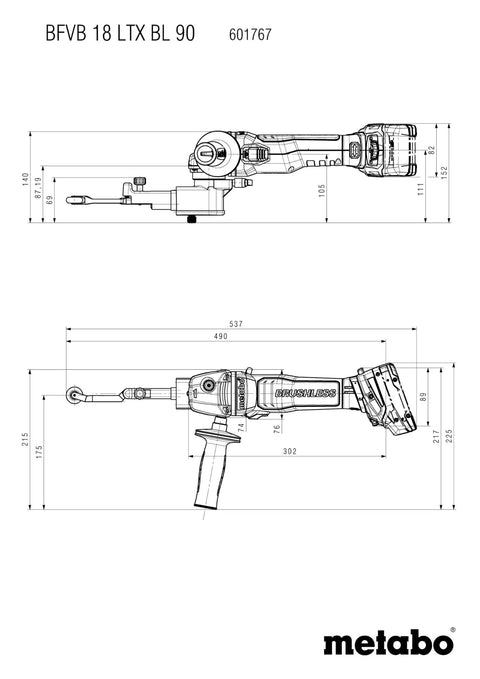 Killer 18V Cordless Belt File With Brushless Motor And Variable Speed Control For Precision Metalworking And Deburring Slim Profile dimensions illustration.