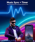 DJ using 24V RGB Neon Rope Light With Smart App Control And Music Sync 32 Feet LED Strip for colorful music-synced ambiance