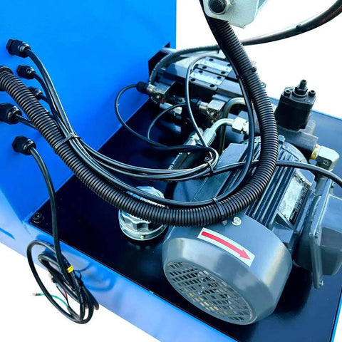 Hydraulic motor and hoses of the Heavy Duty 12 Inch Semi Automatic Hydraulic Cold Cut Saw 4Hp Metal Cutter for shop projects.