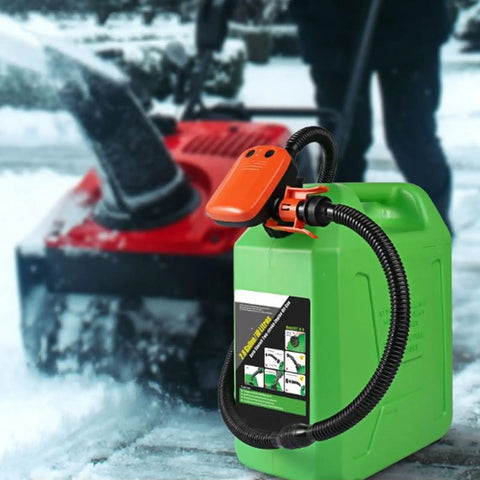 Ditch The Haul With This Fabater Auto Shutoff Fuel Transfer Pump featuring explosion proof motor and 2.4 gpm flow rate for fast gas oil extraction with battery power hose and adapters in use.