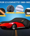 6 Layer Heavy Duty Weatherproof All Weather Car Cover for C3 Corvette 1968 to 1982 Waterproof Windproof Hail Protection