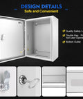 Outdoor Electrical Junction Box 12 X 10 X 6 Inch NEMA 4X Enclosure Wall Mounted IP66 Waterproof Dustproof Lockable Heavy Duty