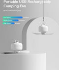 Portable Camping Fan With 8000mAh Battery, Rechargeable Tent Fan With Remote, Detachable Blades And Hanging Hook
