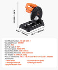 7 1/4 Inch Metal Chop Saw With 1200W Motor, 4000 RPM, Stainless Steel Cold Cut Blade, 0 To 45 Degrees Adjustable Cutting Angle