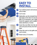 Person installing Reusable Air Filter 20x30 For HVAC And RV Cut To Fit With High Airflow MERV 6 in ceiling vent